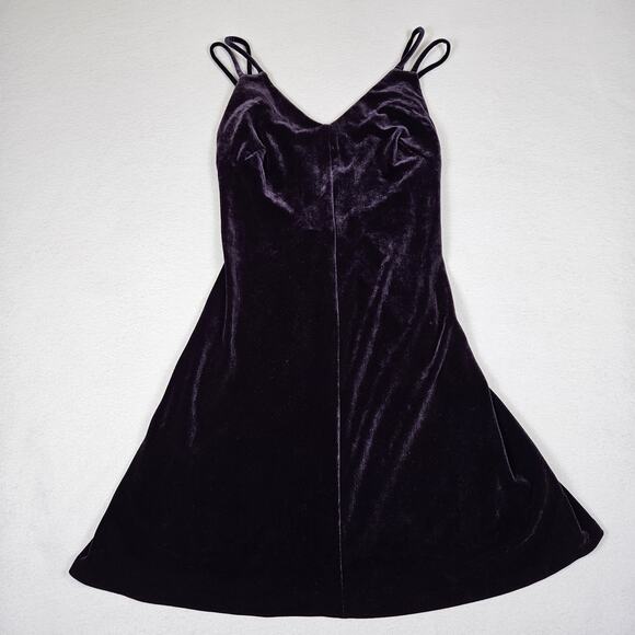 Vintage Bruno Duluc x Kush Mini Dress S Purple Velvet Strappy 80s 90s Y2K Dance - Picture 16 of 16